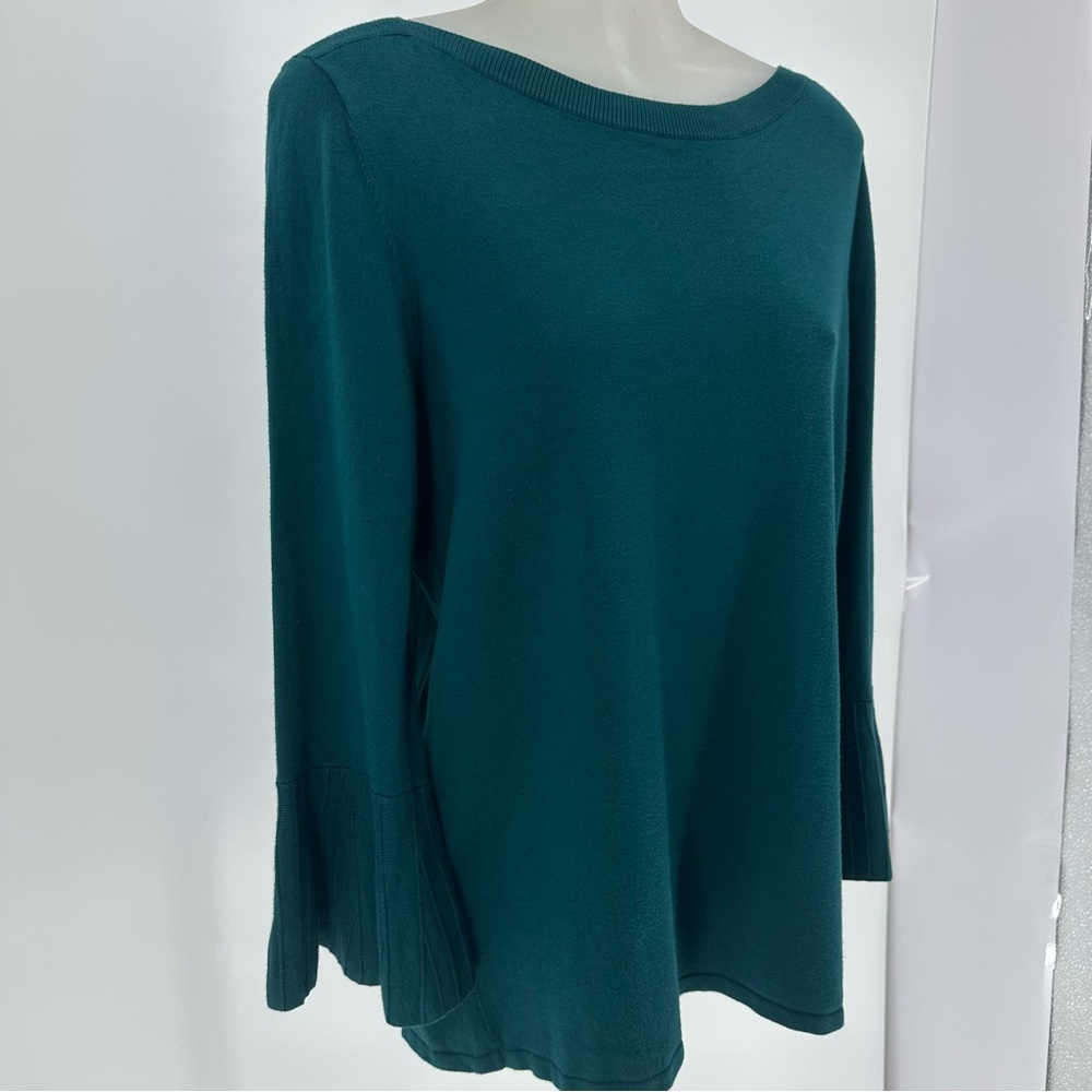 Stitch Fix 41 Hawthorn Tamzen Bell Sleeve Pullover Sweater Top Green Sz L - Picture 5 of 14